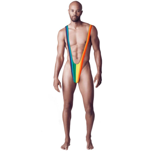 Costume da Borat Mankini Arcobaleno per adulto