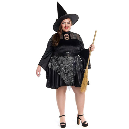 Costume di Strega Ragnatela Plus per donna