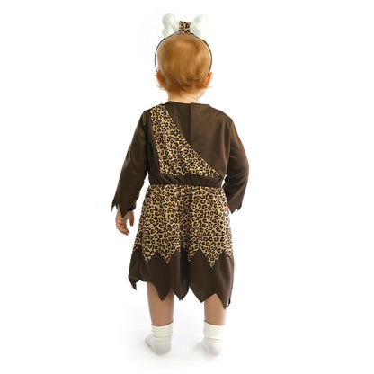 Costume da cavernicolo leopardo con osso per bebè