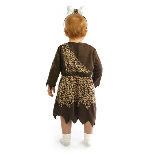 Costume da cavernicolo leopardo con osso per bebè