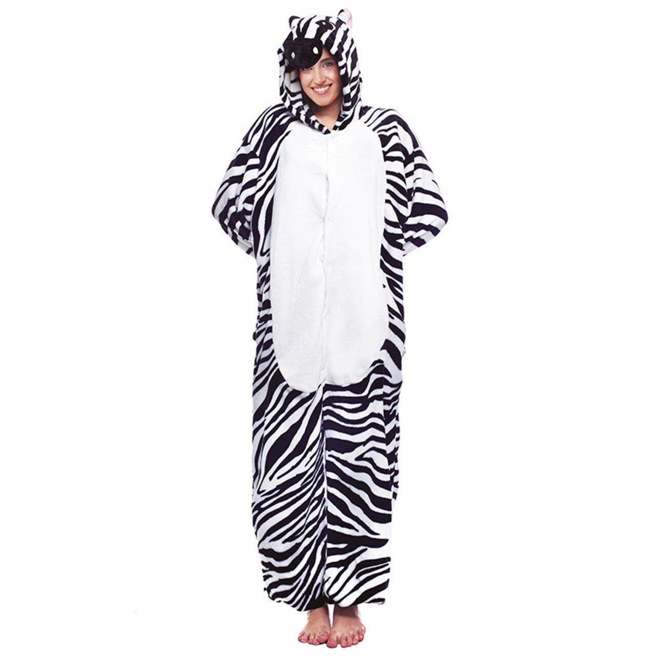 Costume da zebra con cappuccio per adulto