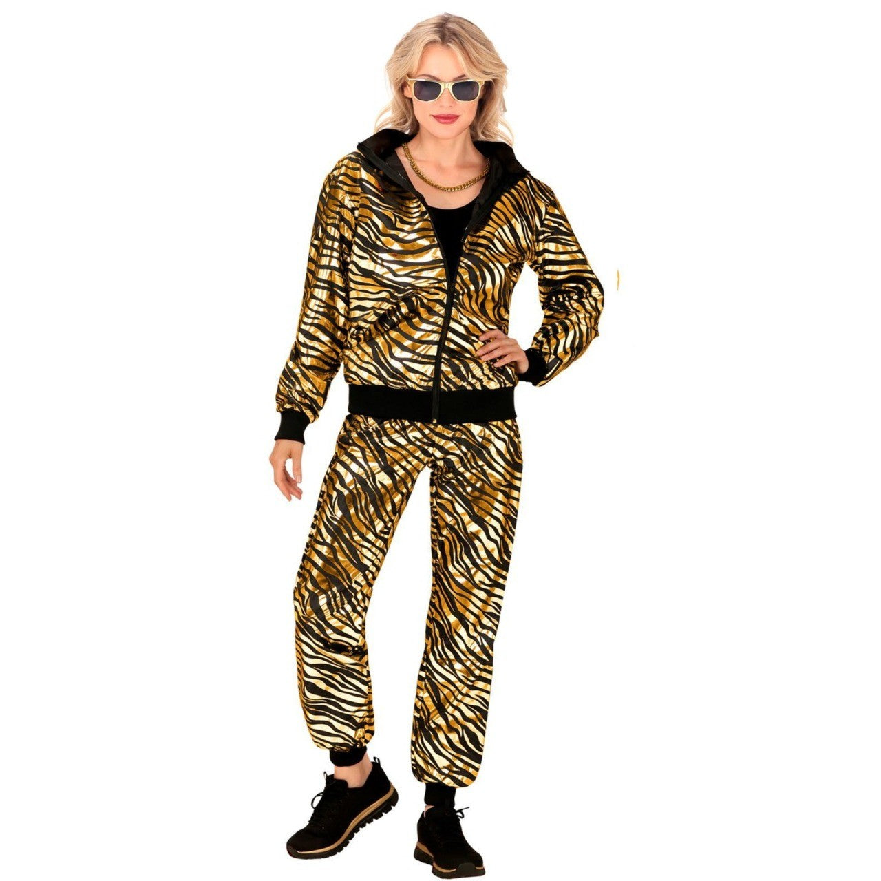 Costume da tuta con stampa animalier anni '80 per adulto