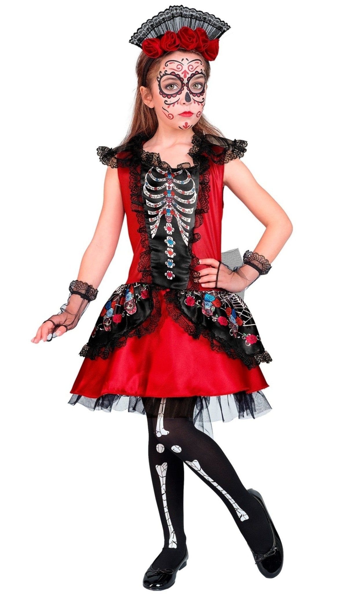 Costume da Catrina rossa per bambina