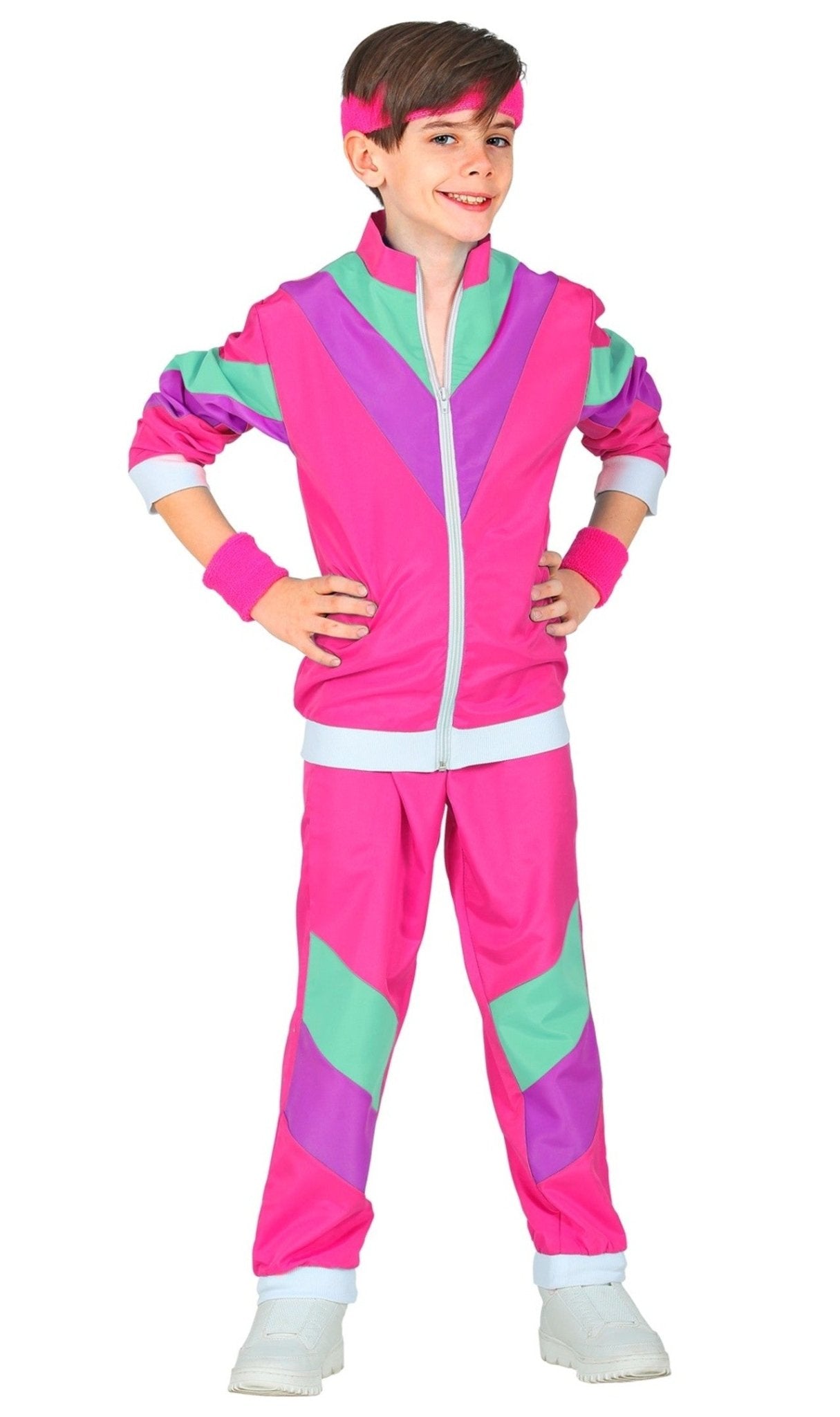 Costume tuta anni '80 fucsia per bambini