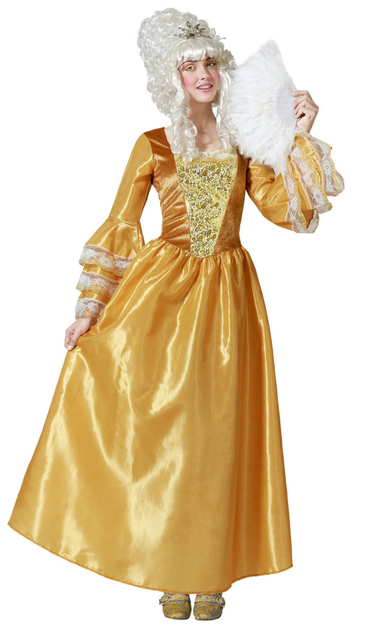 Costume da duchessa barocca dorata per donna