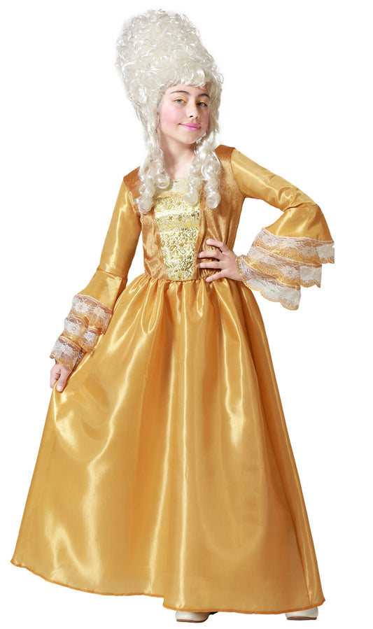 Costume da duchessa barocca dorata per bambina