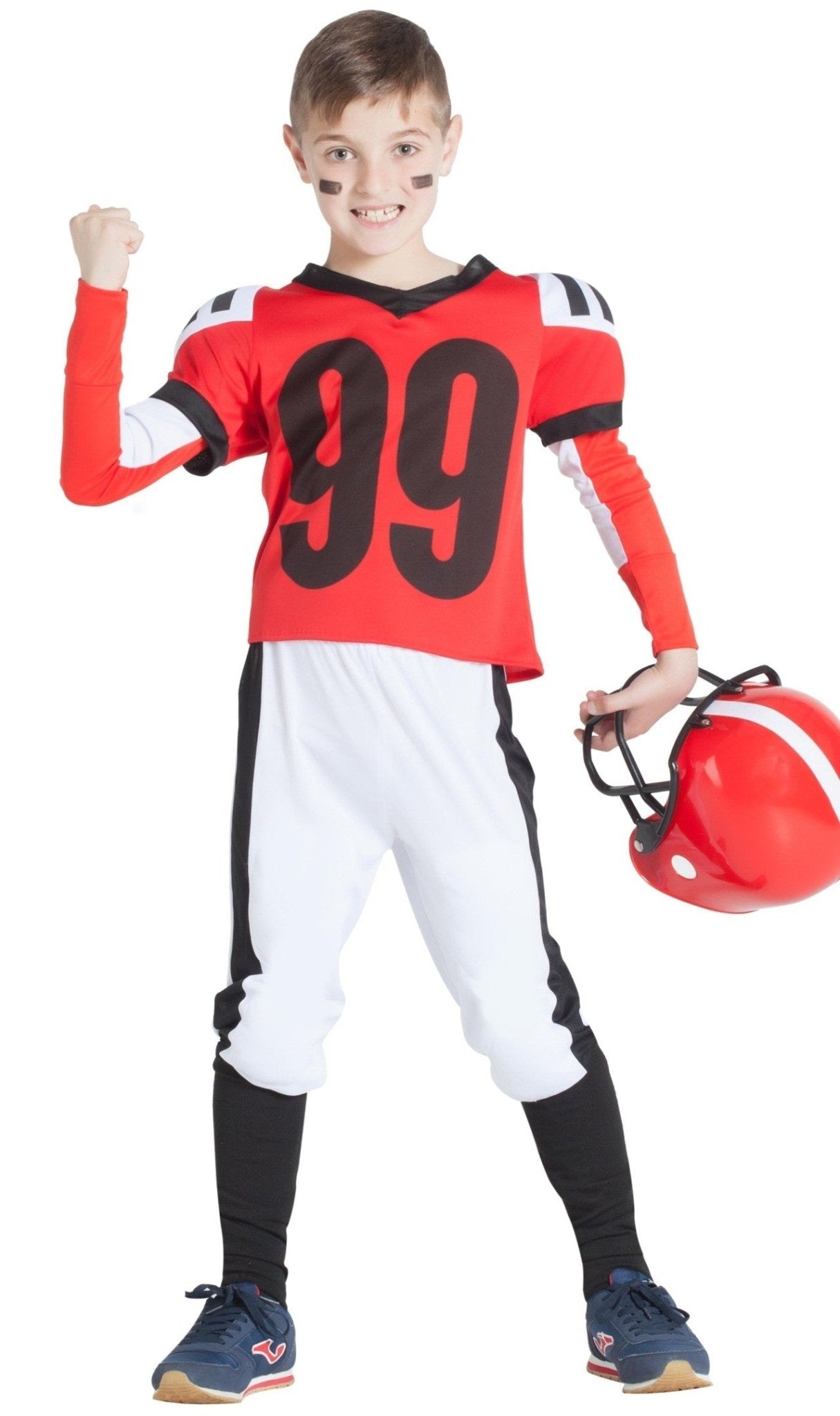 Costume da giocatore di rugby rosso per bambino