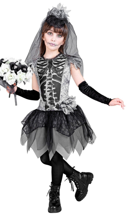 Costume da sposa cadavere in pizzo per bambina