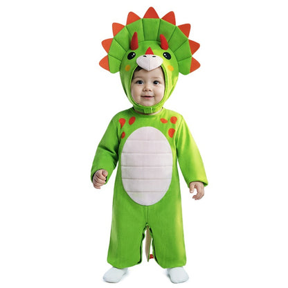 Costume da dinosauro triceratopo verde bebè