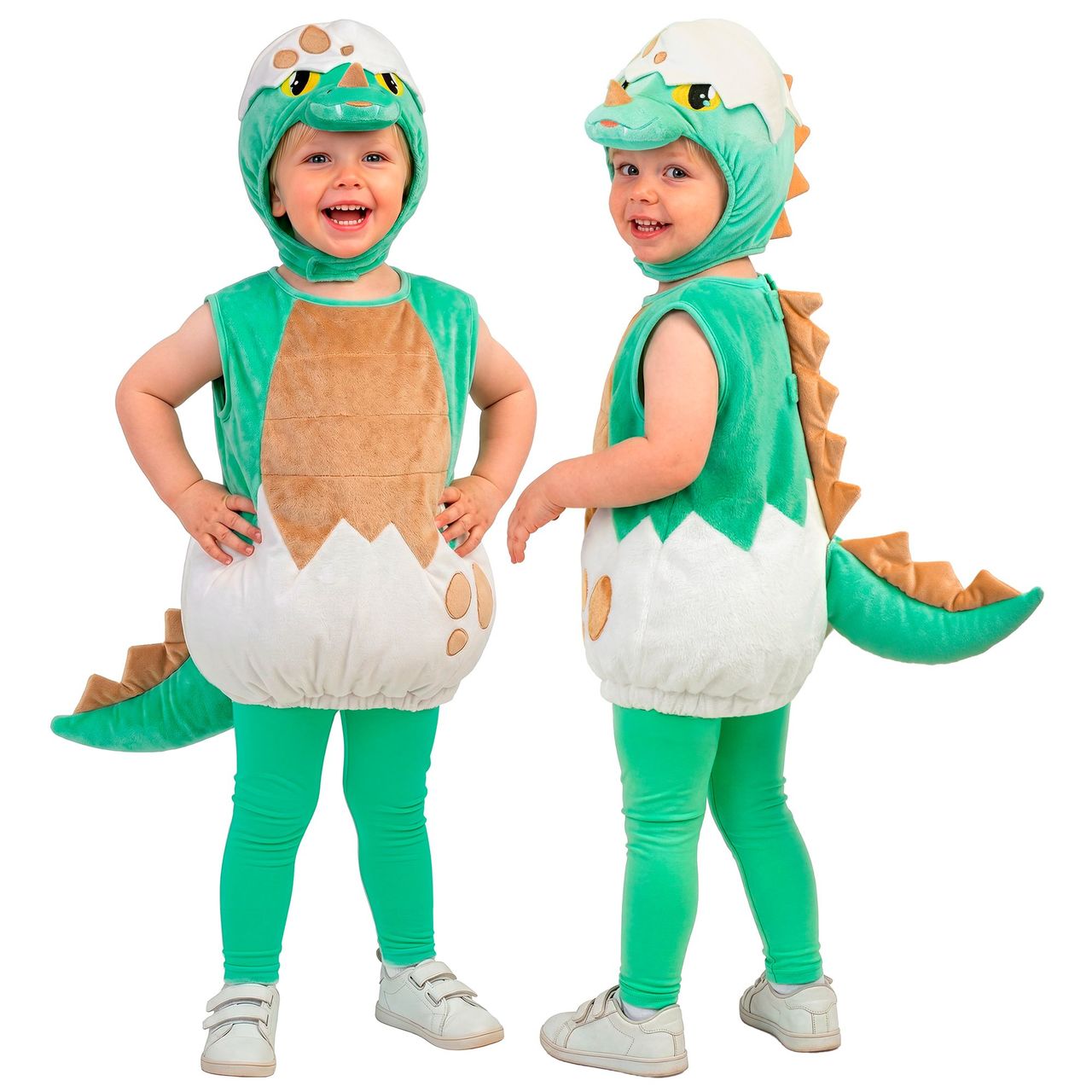 Costume da Dinosauro Verde con Guscio per neonato