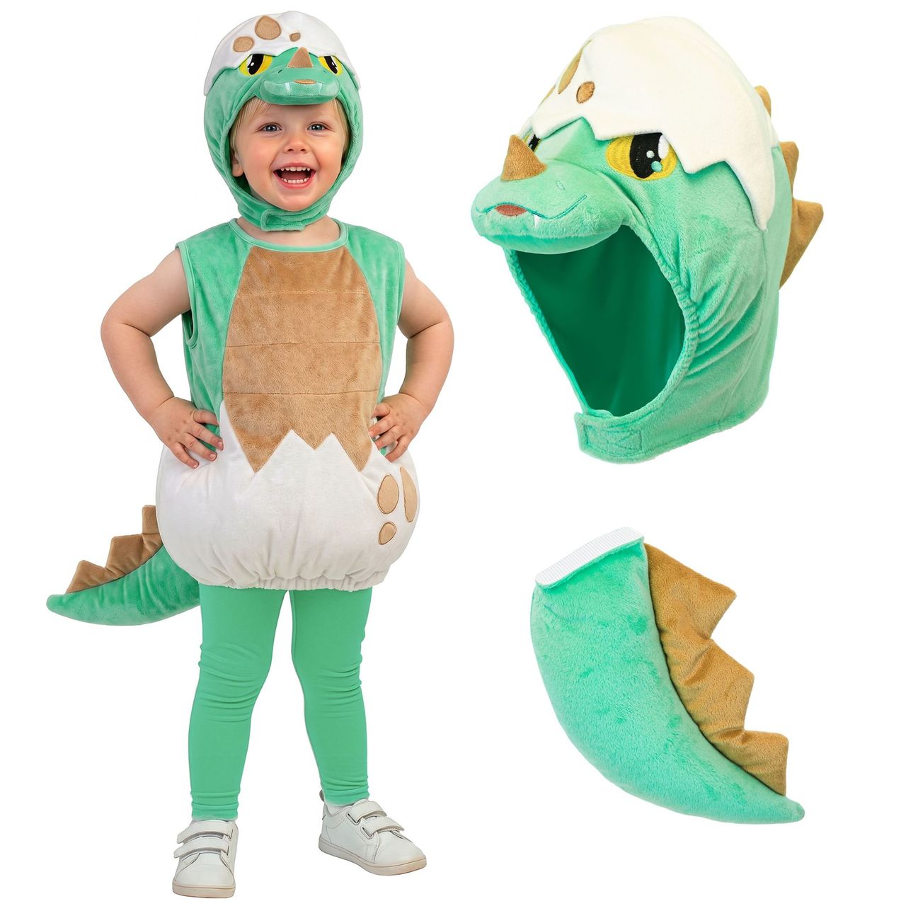 Costume da Dinosauro Verde con Guscio per neonato