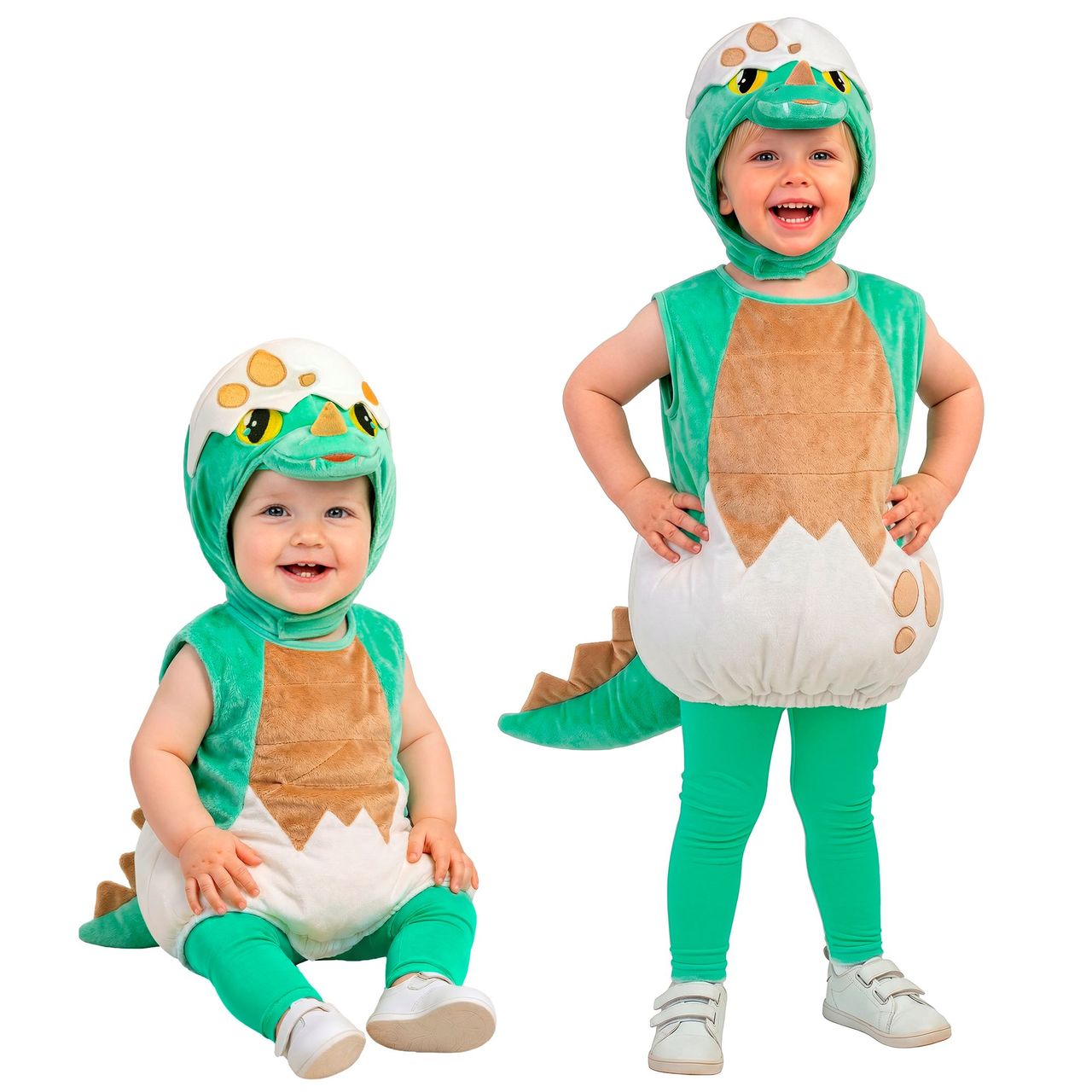 Costume da Dinosauro Verde con Guscio per neonato