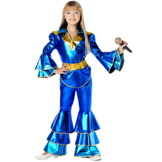 Costume da Disco blu anni '70 per bambina