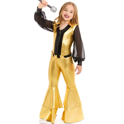 Costume da discoteca dorato per ragazza