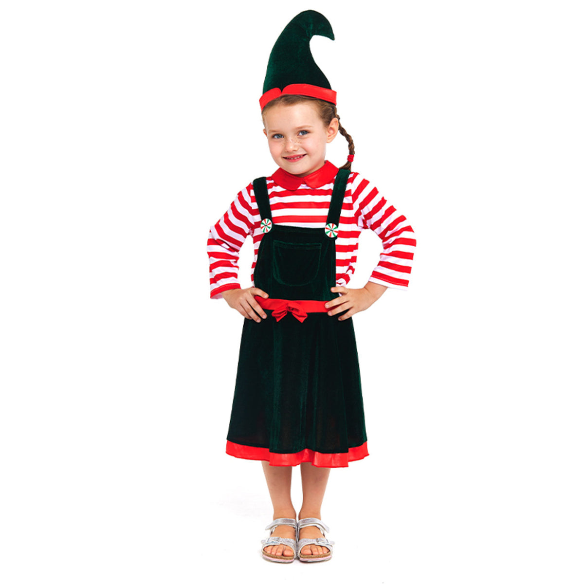 Costume da Elfo a righe per bambina