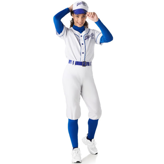 Costume da giocatore di baseball blu per donna