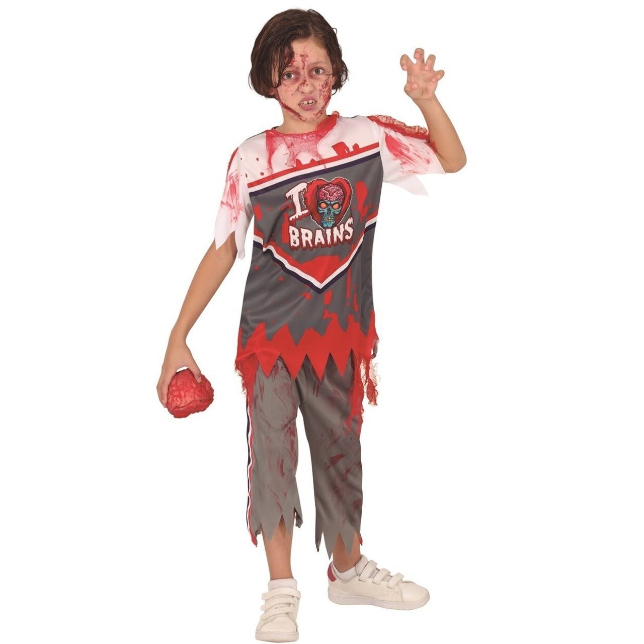 Costume da Giocatore di rugby Zombie Brains per bambino