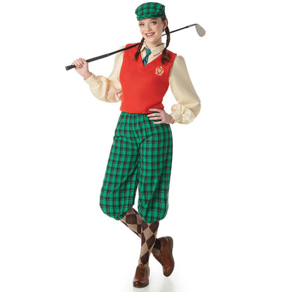 Costume da Giocatrice di Golf a Quadri per donna