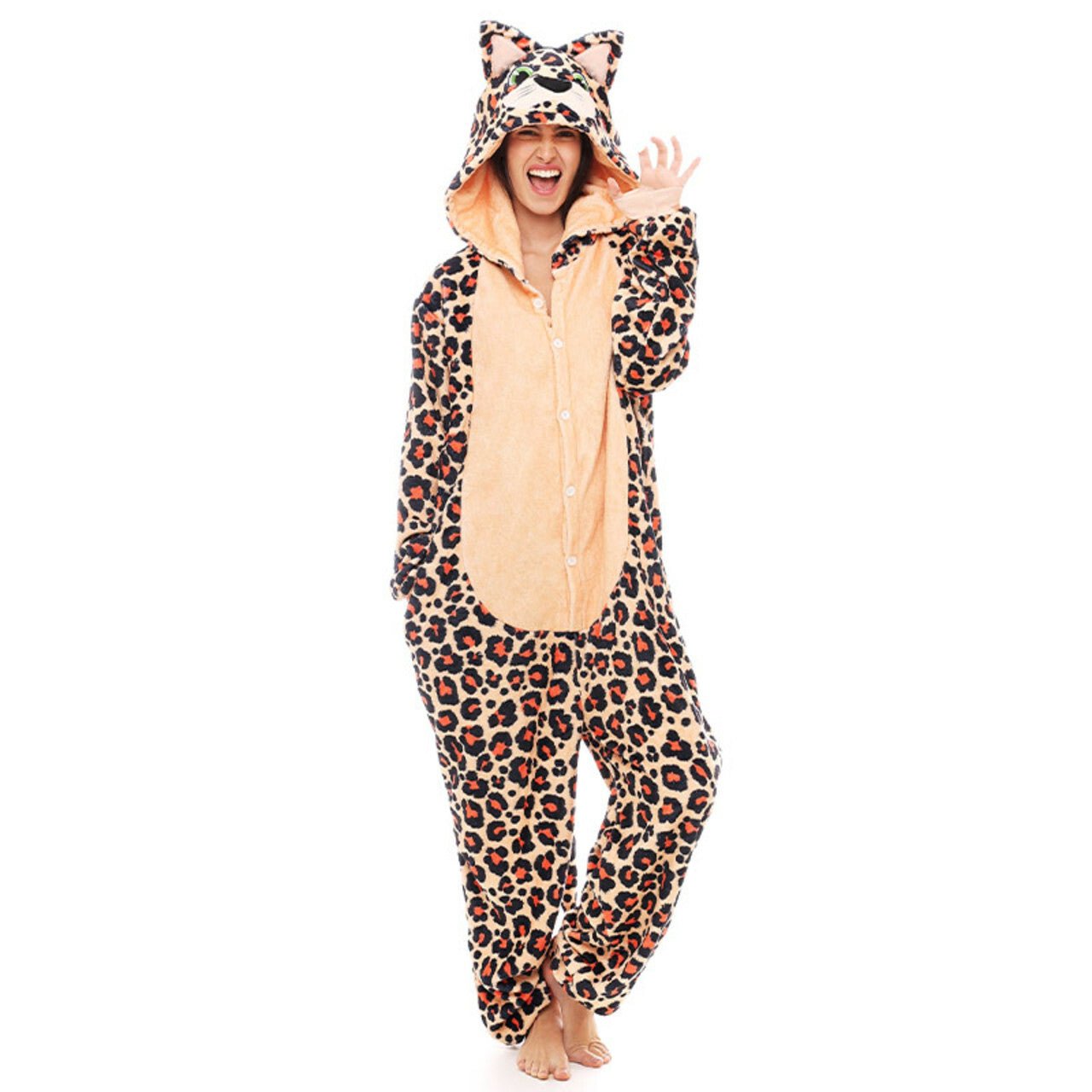 Costume da leopardo in peluche per adulto