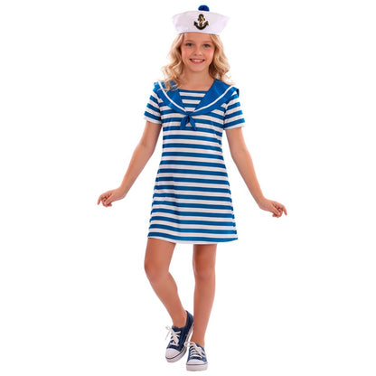 Costume da Marinaia Blu a Righe per bambina