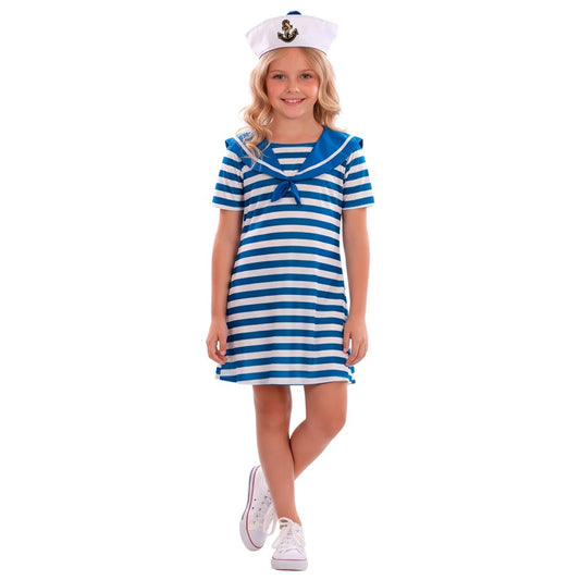 Costume da Marinaia Blu a Righe per bambina