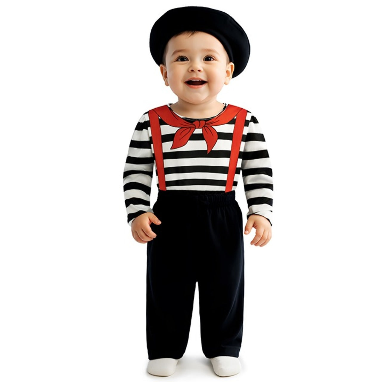 Costume da mimo con fiocco per neonato