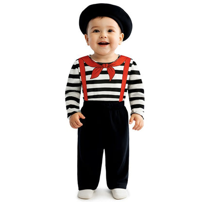 Costume da mimo con fiocco per neonato