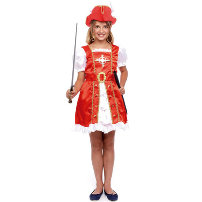 Costume da moschettiere rosso per bambina