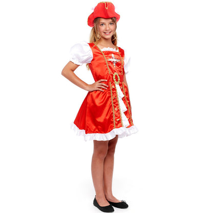 Costume da moschettiere rosso per bambina