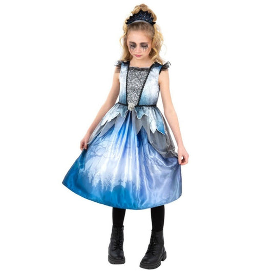 Costume da Sposa Cadavere blu per bambina