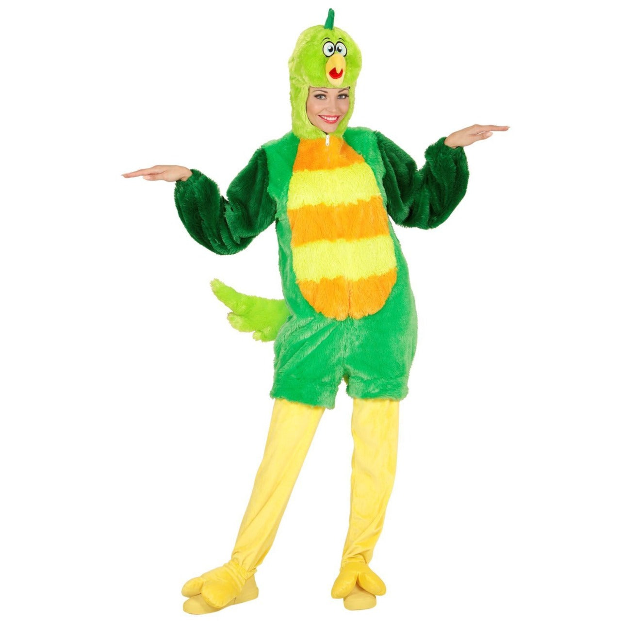 Costume da uccello di peluche verde per adulto