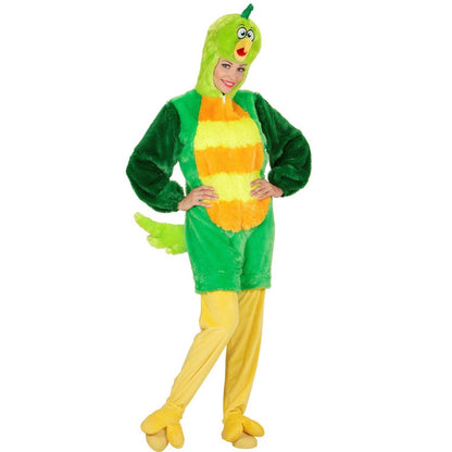 Costume da uccello di peluche verde per adulto