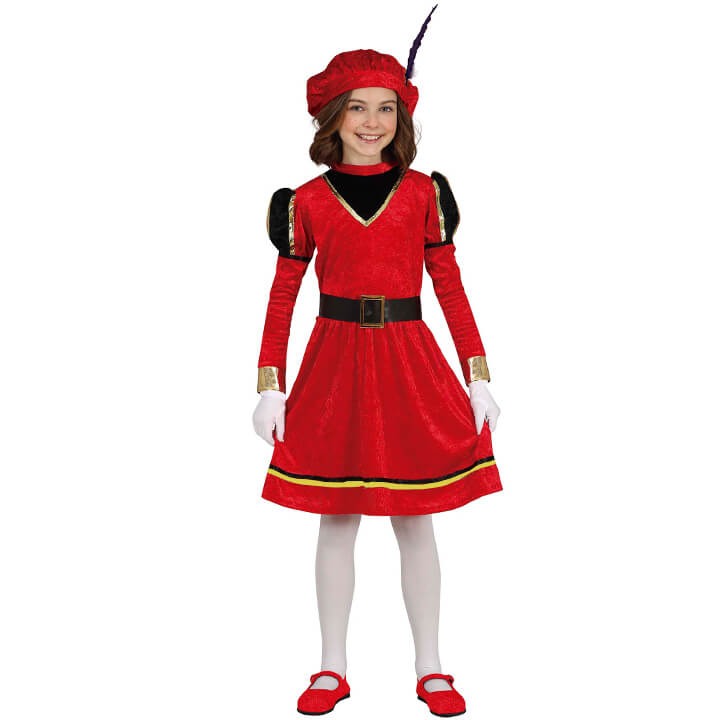 Costume da Paggio Reale di Natale rosso per ragazze