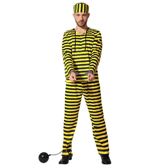 Costume da Detenuto a righe gialle per adulto