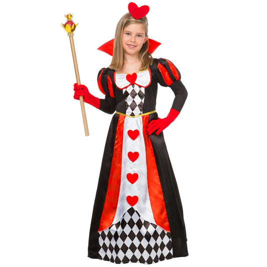 Costume da Regina di Cuori con guanti per bambina