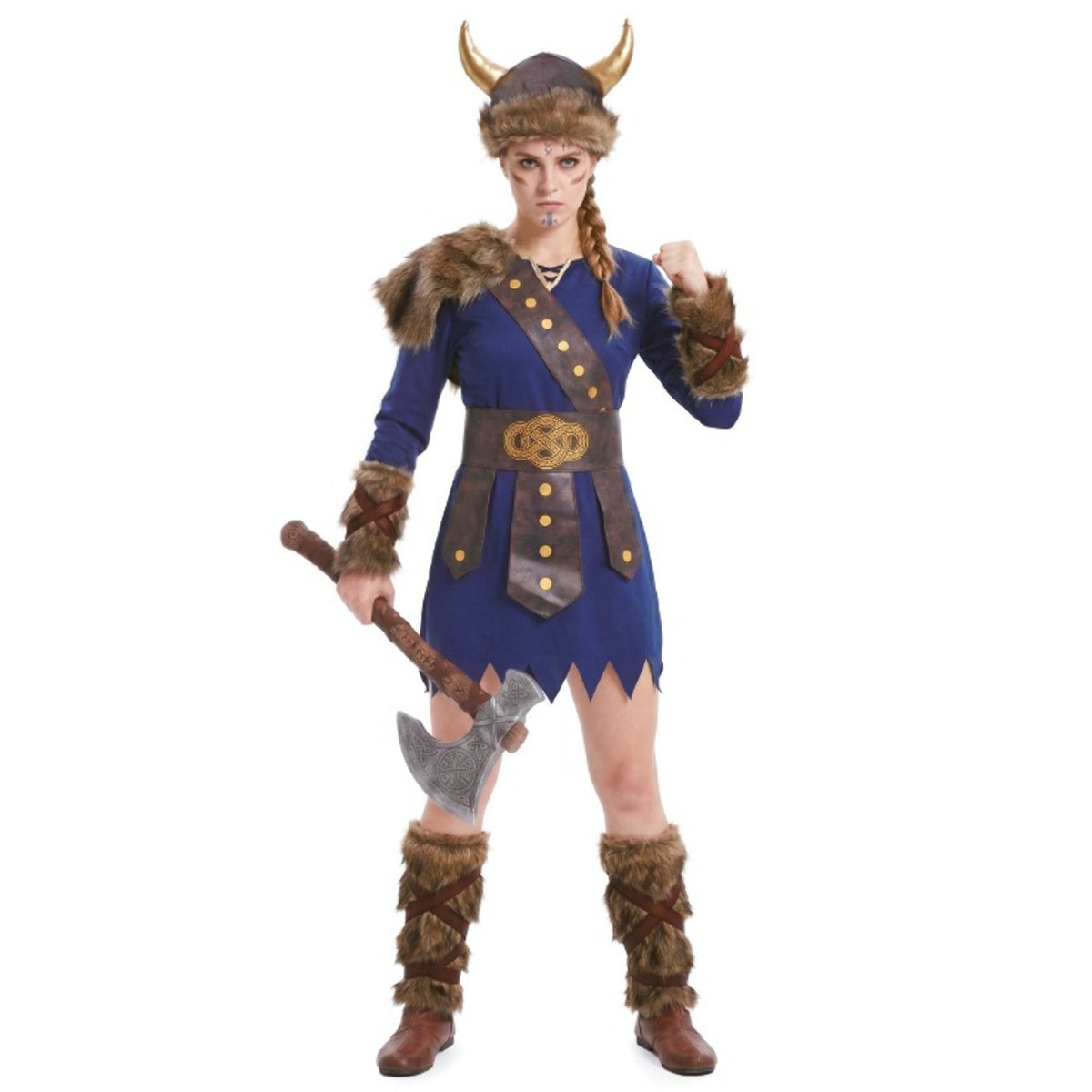 Costume da vichinga blu per donna