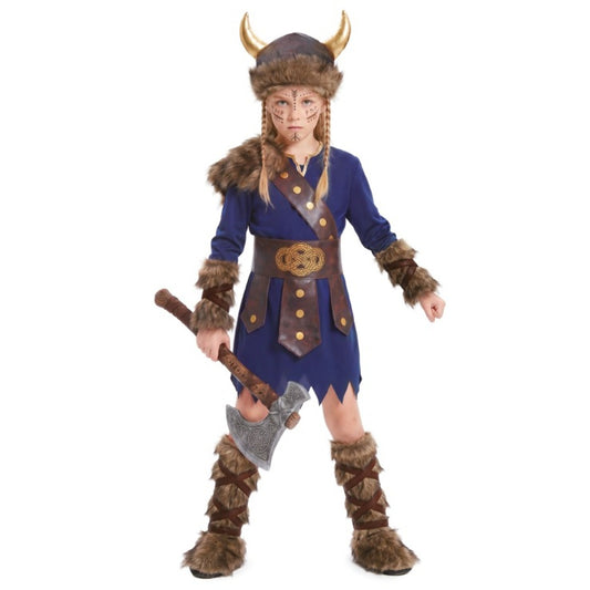 Costume da vichinga blu per bambina