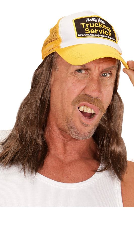 Cappello giallo con capelli
