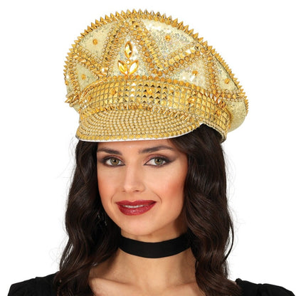 Cappello da Poliziotto Dorato con Strass