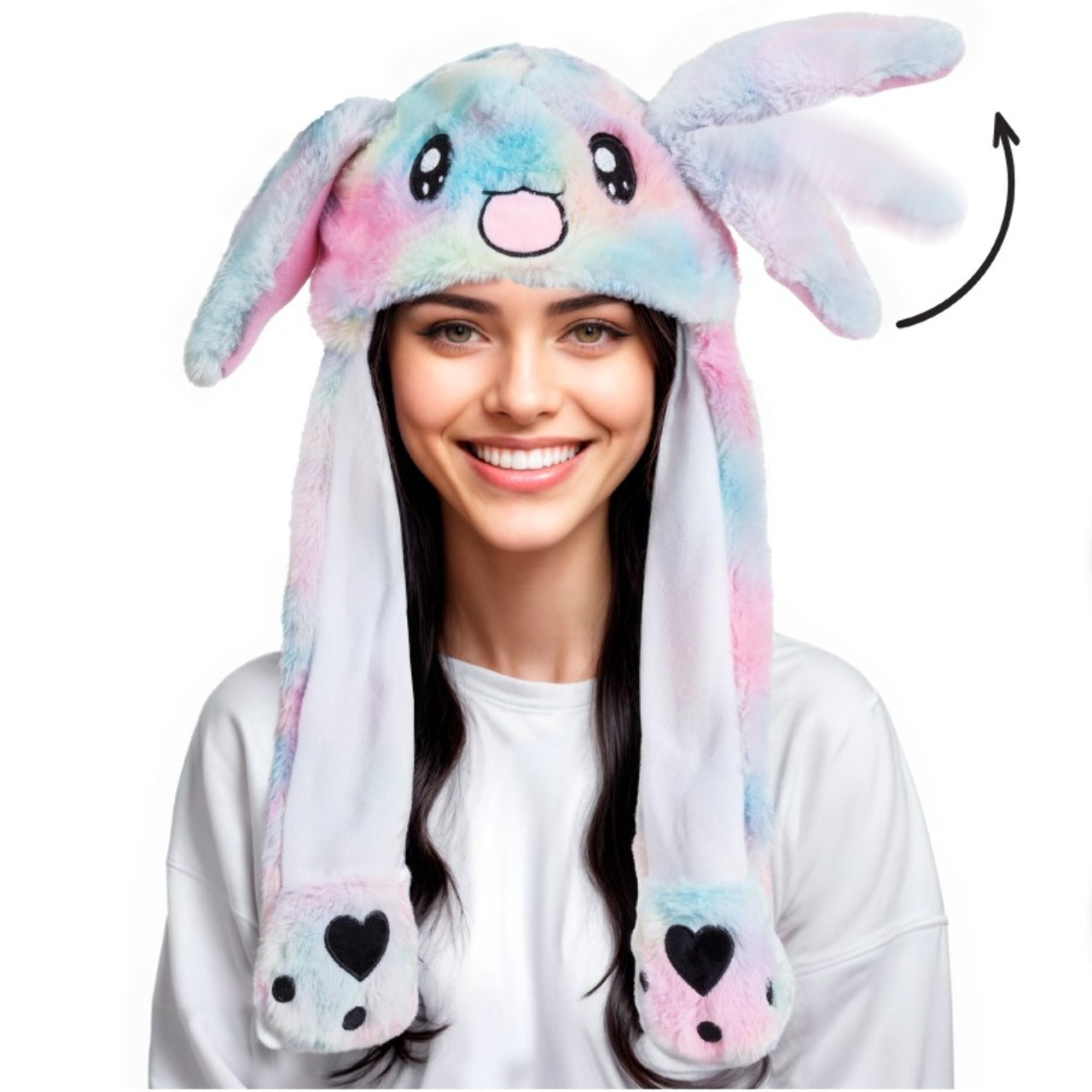 Cappello da Coniglio Multicolore con Orecchie mobili e Luce