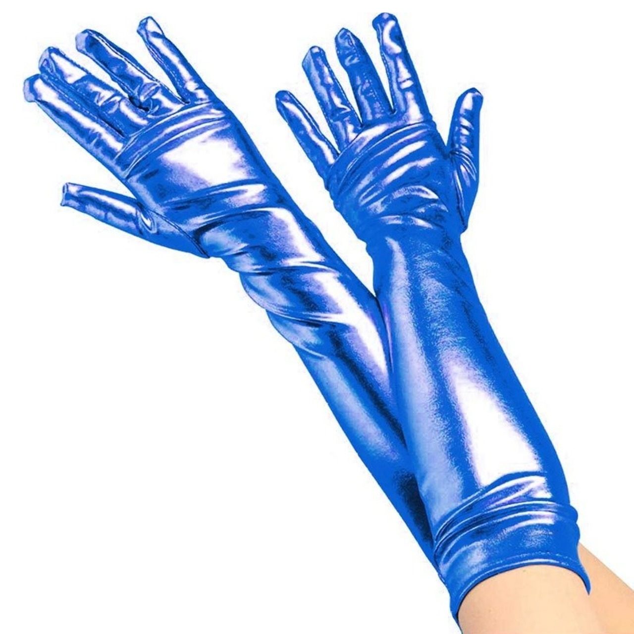 Guanti Lunghi blu metallizzato