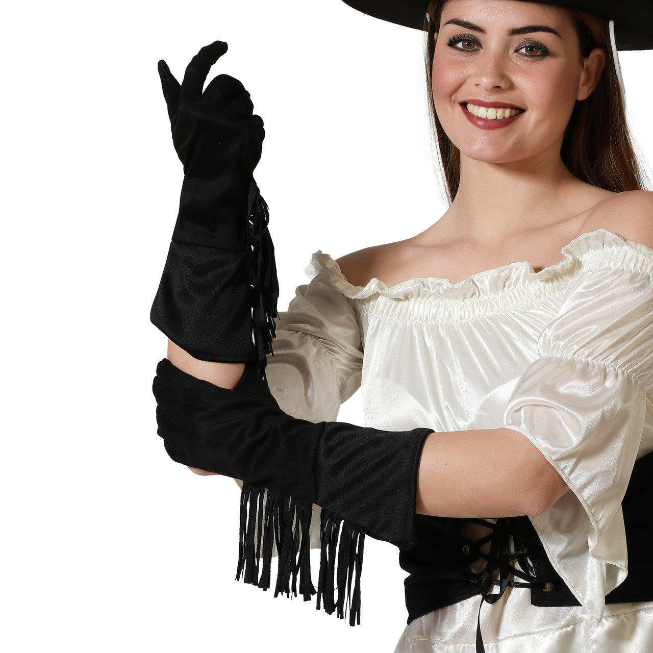 Guanti Neri con Frange