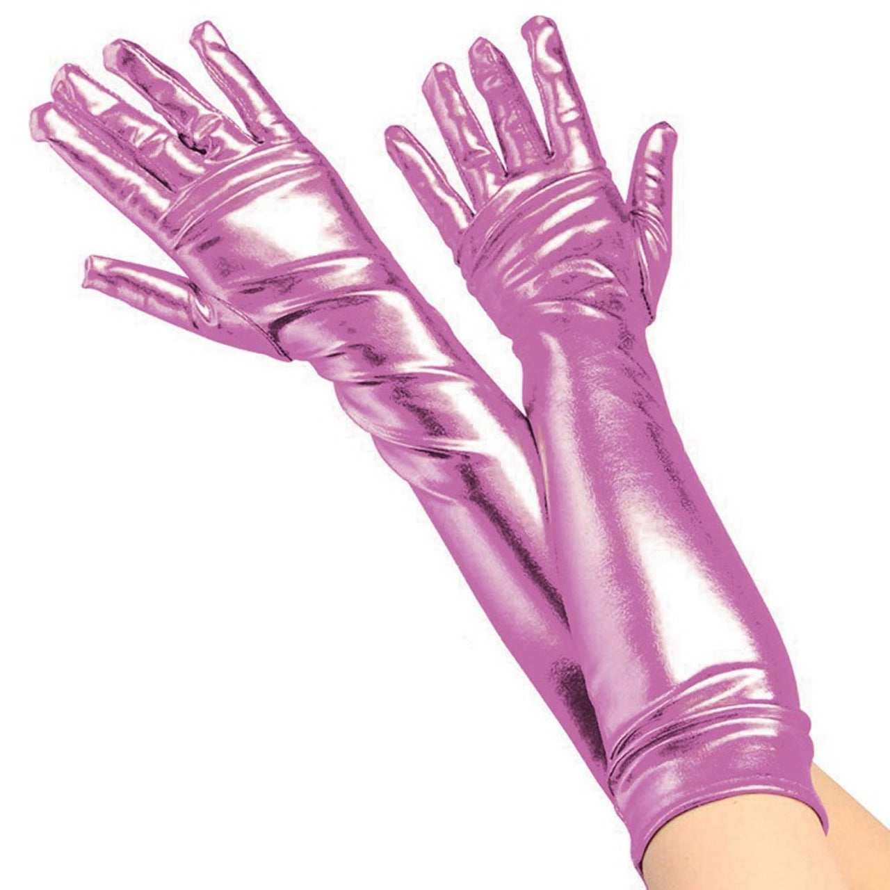 Guanti Lunghi rosa metallizzato