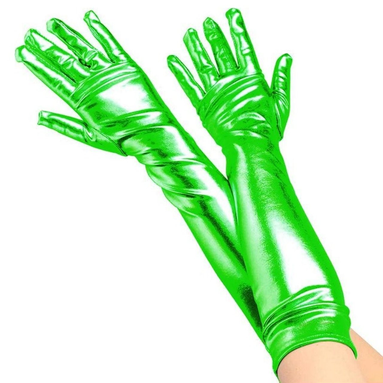 Guanti lunghi Verde metallizzato