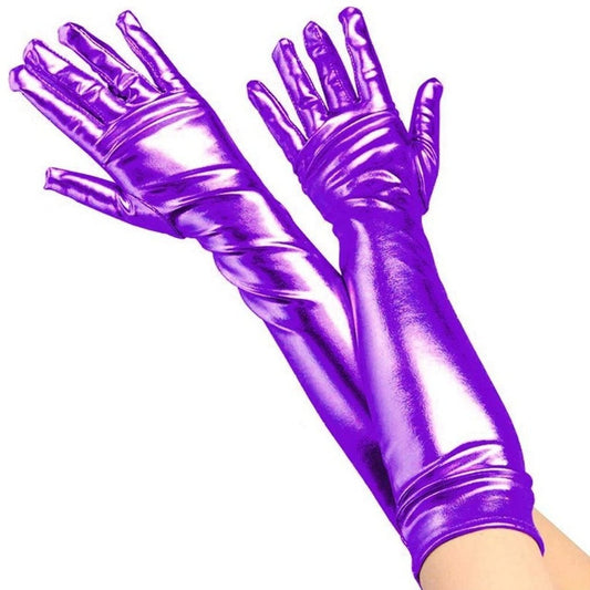 Guanti Lunghi viola metallizzato