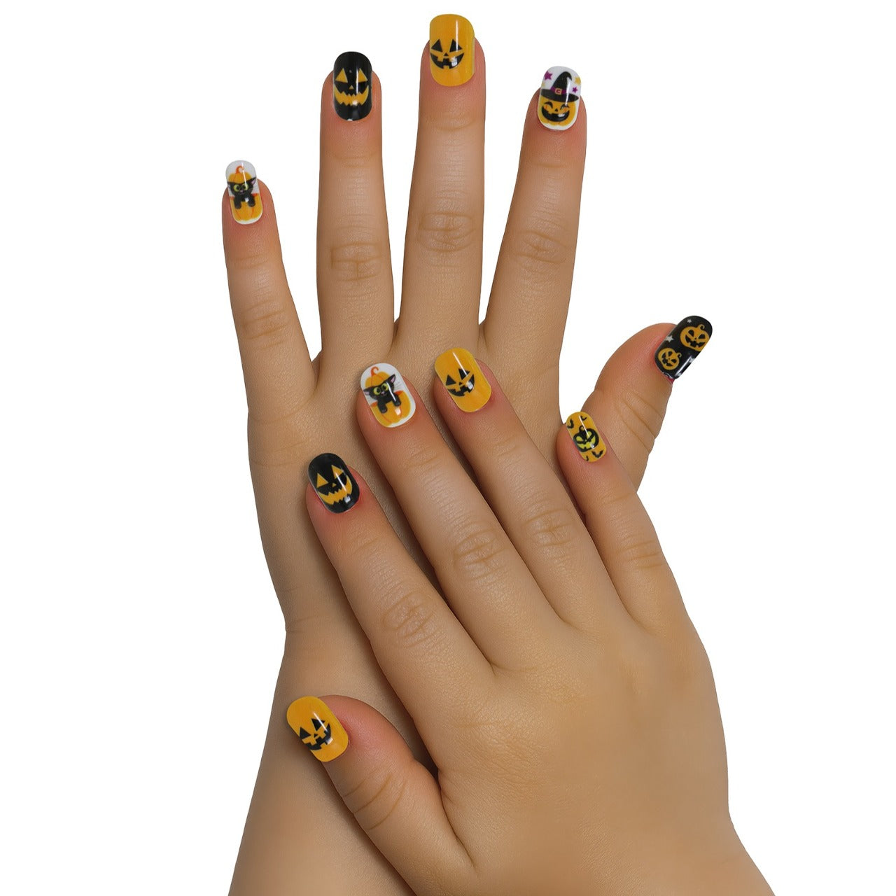 Kit da 12 Unghie Halloween Zucche per bambini
