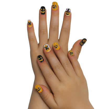 Kit da 12 Unghie Halloween Zucche per bambini