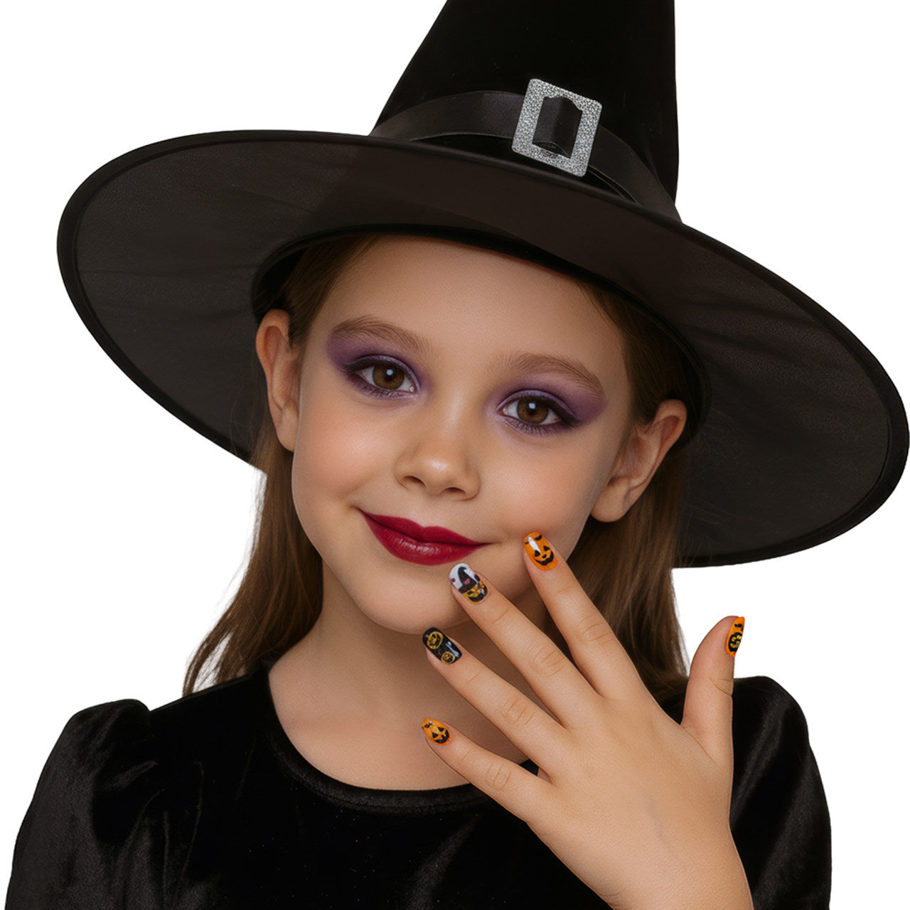 Kit da 12 Unghie Halloween Zucche per bambini