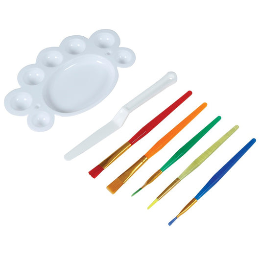 Kit trucco: 5 pennelli, spatola e tavolozza