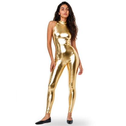 Body dorato senza maniche metallizzato